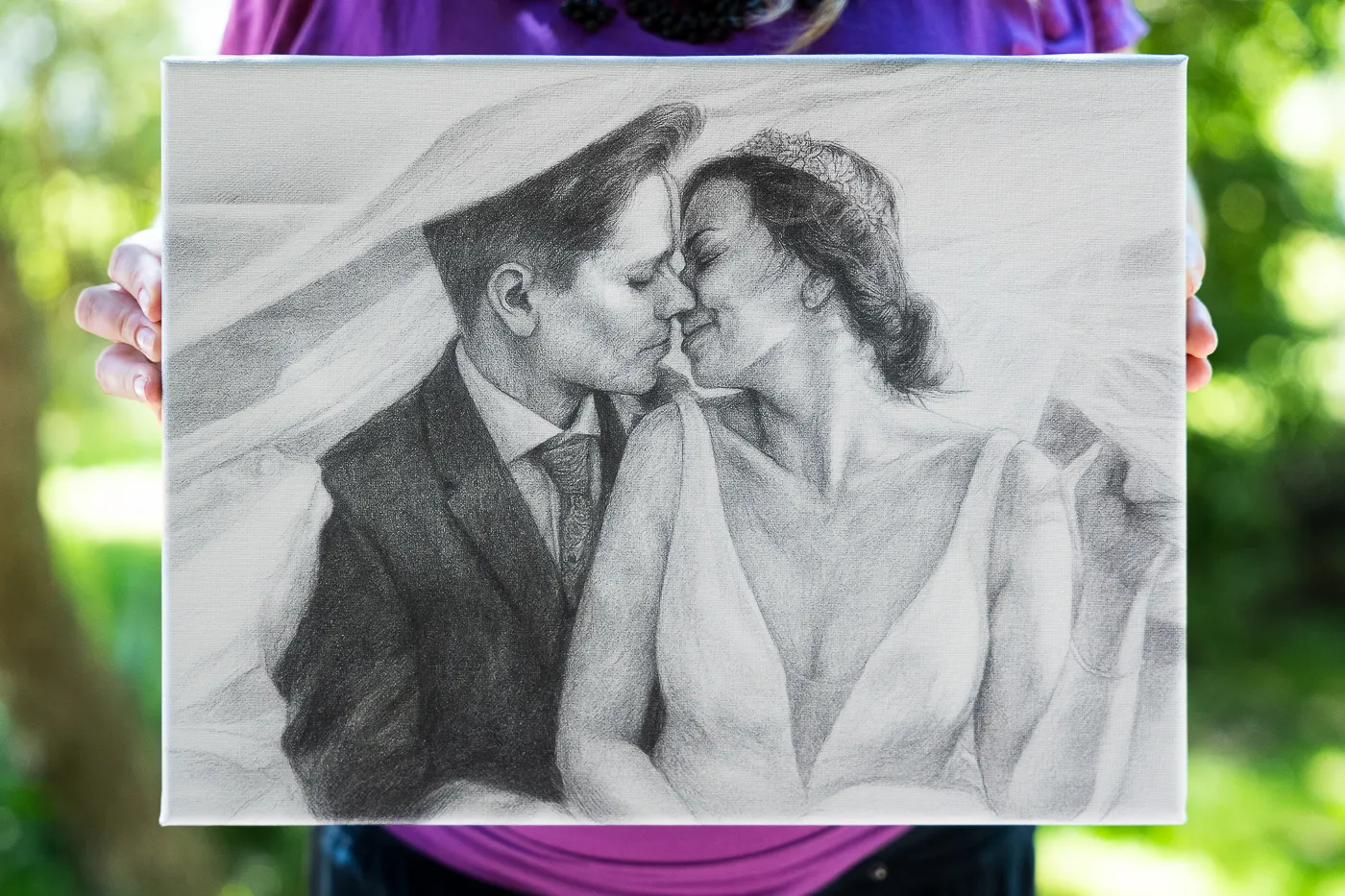 Szkic ze zdjęcia na płótnie – na wprost