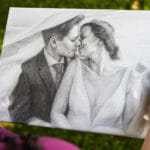 Szkic ze zdjęcia na płótnie - sesja ślubna