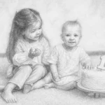 szkic ze zdjecia pierwsze urodziny