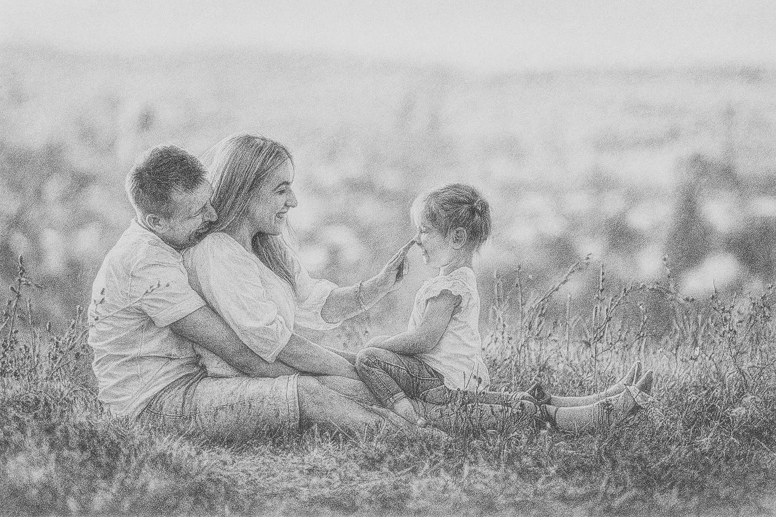 szkic ze zdjecia rodzina