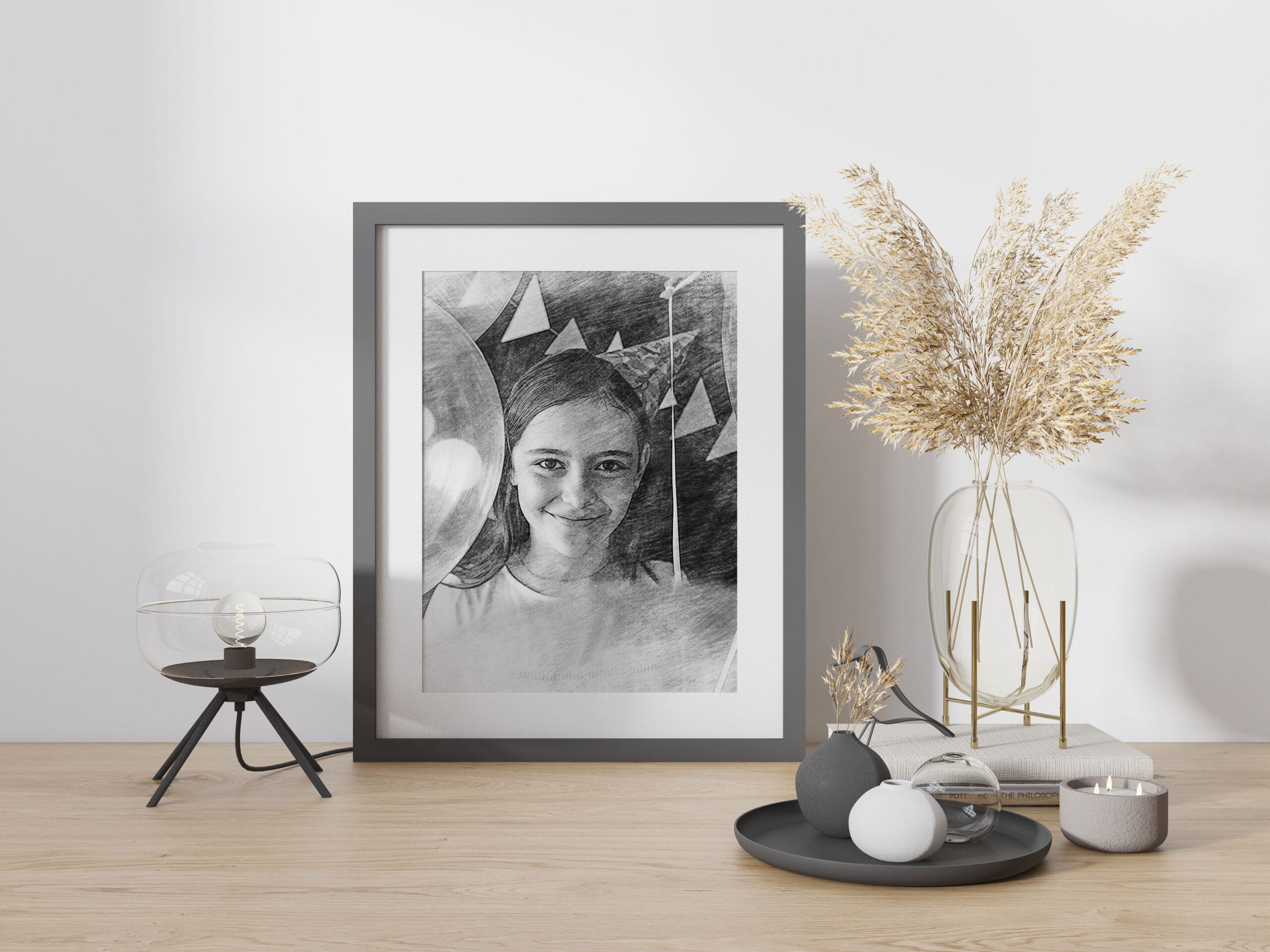 Szkic na papierze artystycznym w ramie